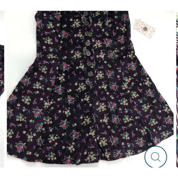 ✨FREE PEOPLE✨VIOLET FLORAL CORDUROY ROMPER - Picture 13 of 16